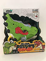 Игрушка динозавр интерактивный зелёный на руку 18 см