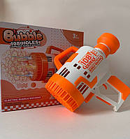 Пистолет для мыльных пузырей Bubble launching machine 108 отверстий оранжевый