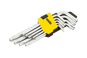 Ключі TORX набір 9 шт CrV короткі(Т10-Т50 L55-133мм) MASTERTOOL 75-0960