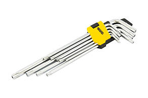Ключі TORX набір 9 шт CrV довгі(Т10-Т50 L90-227мм) MASTERTOOL 75-0961