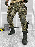 Боевые штаны мультикам с карманами под рожки, брюки военные зсу, штаны тактические с наколенниками qr129