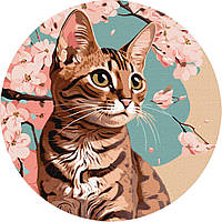 Картина за номерами "Чарівне кошеня" ©art_selena_ua KHO-R1012 діаметр 39 см Ідейка mn