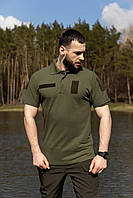 Мужская качественная тактическая поло футболка олива легкая летняя футболка под шевроны для ВСУ 48