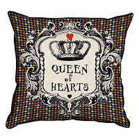 Подушка для интерьера (мешковина) 45х45 см Queen of hearts