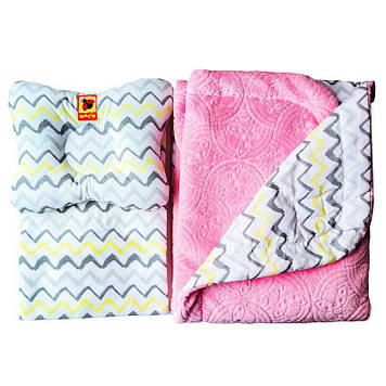 Набір МС 110612-09 "Bed Set Newborn" Сонечко рожеве: подушка, ковдра, простирадло (2) "Масік"