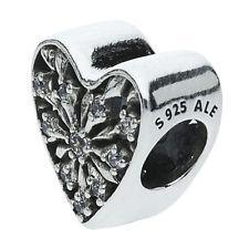 Срібний шарм на браслет Пандора (Супер шоп) "Серце сніжинка" 791996CZ