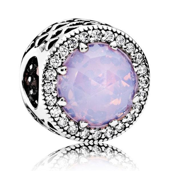 Срібна намистина на браслет Пандора (Супер шоп) "Рожевий камінь" 791725NOP