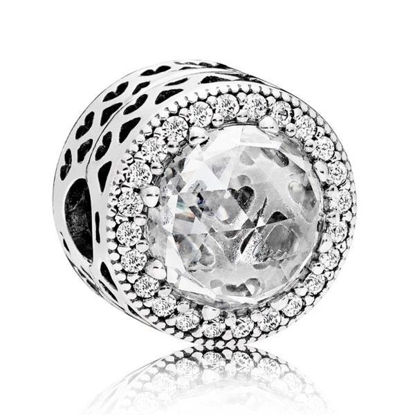 Срібний шарм на браслет Пандора (Супер шоп) "Білий камінь" 796239CZ