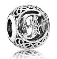 Срібний шарм на браслет Пандора (Супер шоп) "Буква F" 791850CZ