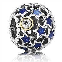 Срібна намистина на браслет Пандора  "Блакитні зірки"