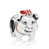Срібна намистина на браслет Пандора  «Свинка-скарбничка» 791809ENMX