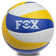 М'яч волейбол №5 FOX SD-V8005 yellow/white/blue, 350-400г, Волейбольні, Поліуретан, 5, М'яч, Паркет, Клеєний