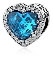 Срібний шарм на браслет Пандора "Блаките серце"