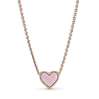 Срібне намисто  "Рожеве сердце із завитком" 389279C01