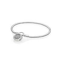 Срібний браслет для шармів Пандора м'якого плетіння «» із замком-підвіскою 597092CZ