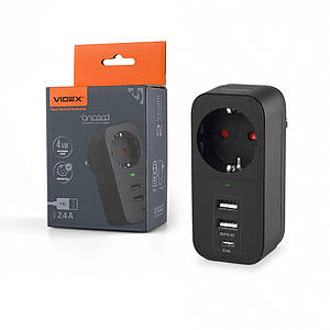 Мережевий адаптер Videx Oncord (1розетка + 2USB+TypeC)