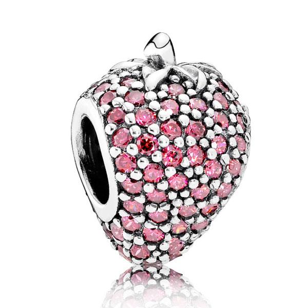 Срібний шарм на браслет Пандора (Супер шоп) «Полуниця» 791899CZR
