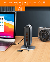 Хаб Док станція Deepfox-2201 12 в 1 USB Type-C концентратор для ноутбука 12 портів, фото 7