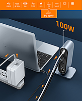 Хаб Док станція Deepfox-2201 12 в 1 USB Type-C концентратор для ноутбука 12 портів, фото 10