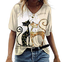 Женская футболка размер 4XL принт коты