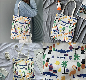 Сумочка жіноча прямокутна тканинна шопер 39*34 см принт Kay