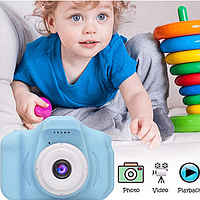 Детская фотокамера с дисплеем и видеозаписью, цифровой детский фотоаппарат, голубой HG-81