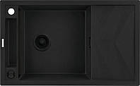 Deante Мойка кухонная Magnetic, гранит, прямоуг., с крылом, 820х500х219мм, чаша - 1, накладная, черный матовый