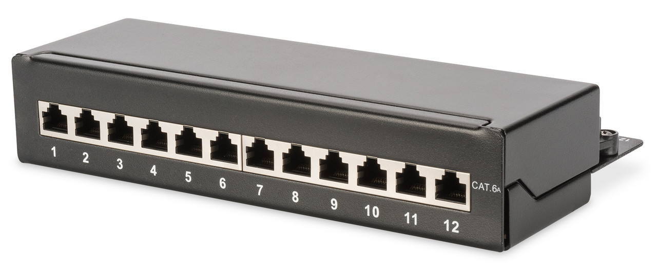 Патч-панель DIGITUS САТ 6A STP, настільна, 12 портів, зібрана, чорна Купуй І Tochka, фото 1