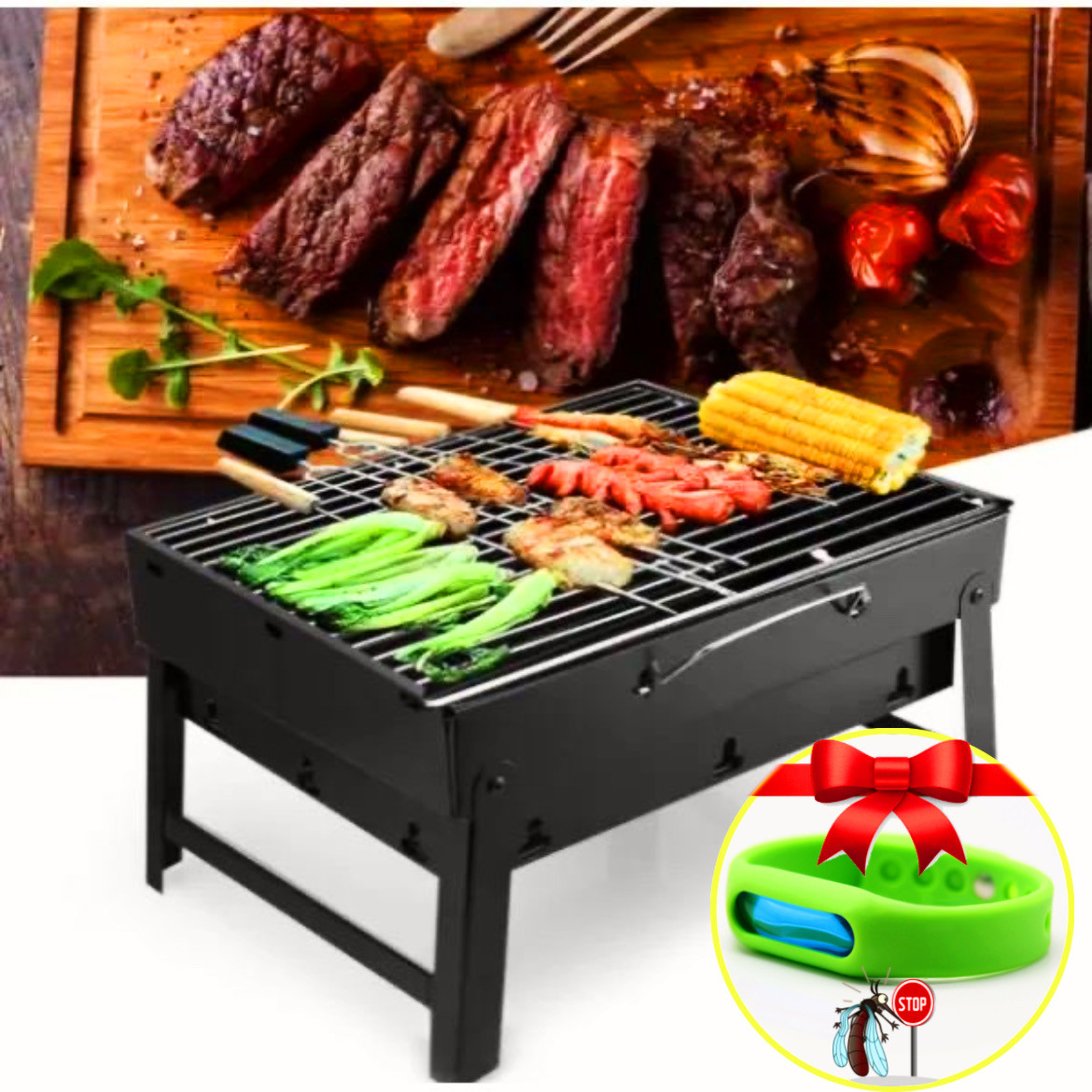 Складаний барбекю гриль BBQ Grill портативний мангал, BBQ Grill Portable з неіржавкої сталі