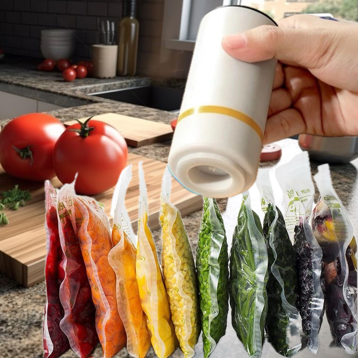 Вакууматор VACUUM SEALER XL-709 Вакуумний пакувальник їжі насос для вакуумування пакетів і банок, акумулятор