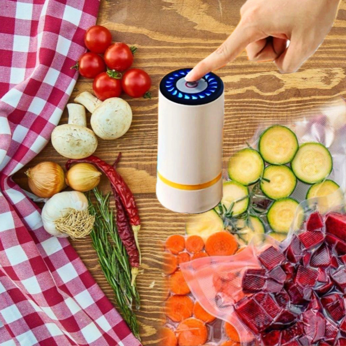 Вакууматор VACUUM SEALER XL-709 Вакуумний пакувальник їжі насос для вакуумування пакетів і банок, акумулятор