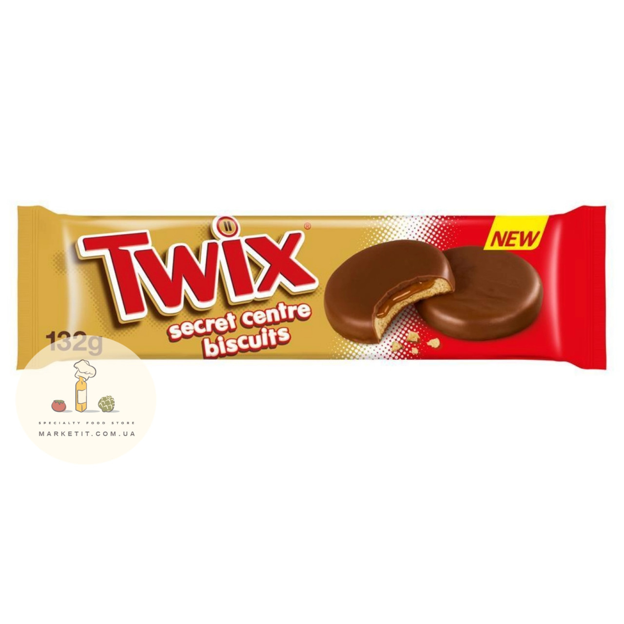 Печиво Twix Secret Centre Biscuits, з карамеллю 132 г., фото 1