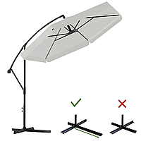 Большой садовый зонтик с LED подсветкой и чехлом 300 см GardenLine GAO1497 удобный зонт серого цвета MM-s