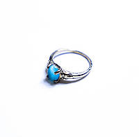 Кольцо с голубым камнем , Серебристое кольцо с камнем