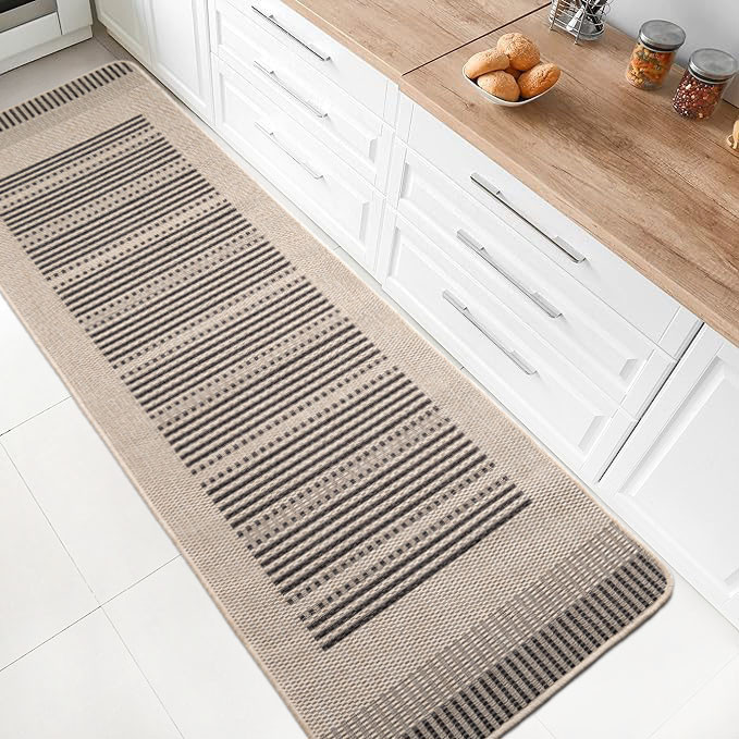 Безворсовий Килим на Гумовій основі на Кухню Kitchen 1924519 Бежевий 67х200 см
