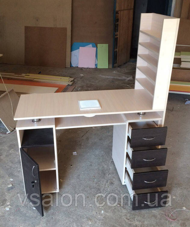 Двухтумбовый маникюрный стол с вытяжкой 16 Ватт V105 - фото 2 - id-p410985350