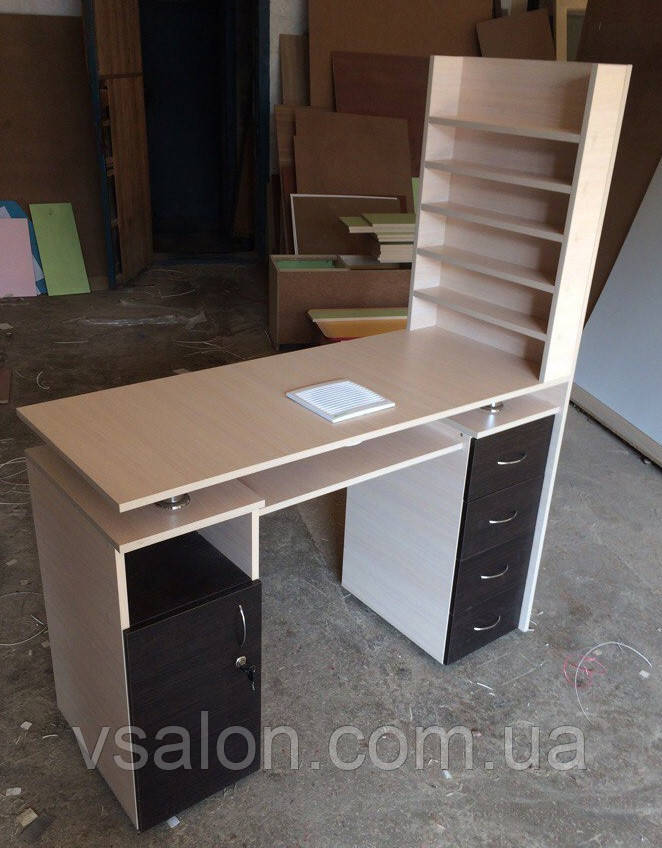Двухтумбовый маникюрный стол с вытяжкой 16 Ватт V105 - фото 1 - id-p410985350