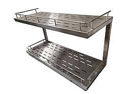 Полиця сушарка для інвентарю 2хрівнева з неіржавкої сталі з бортиками