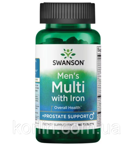 Мультивітаміни для чоловіків плюс підтримка простати Swanson Men's Multi Plus Prostate Support 90 капсул США, фото 1