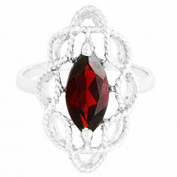 Каблучка срібна 925 натуральний гранат. Р-18