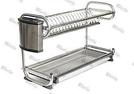 Сушарка для посуду настільна дворівнева з тримачем приладів 595 мм