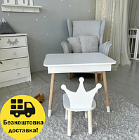 Стол с внутренним ящиком и стул для хранения принадлежностей, Детский столик и стульчик для малышей