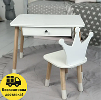 Дитячий стіл і стілець із шухлядою для зберігання приладдя, Невеликий столик і стільчик для розвитку