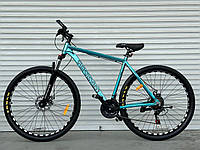 Спортивный велосипед 29 дюймов Toprider 670, 21 рама голубой + подарок. Горный велосипед Топрайдер