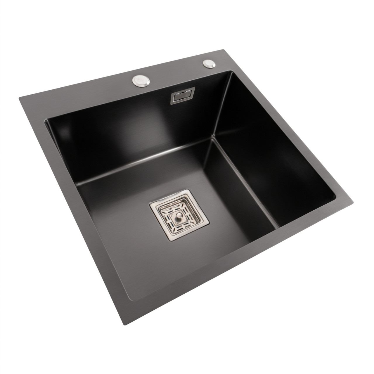 Мийка PVD Platinum Handmade HSBB 500x500x220 чорна (квадратний сифон,3.0/1.0), фото 1