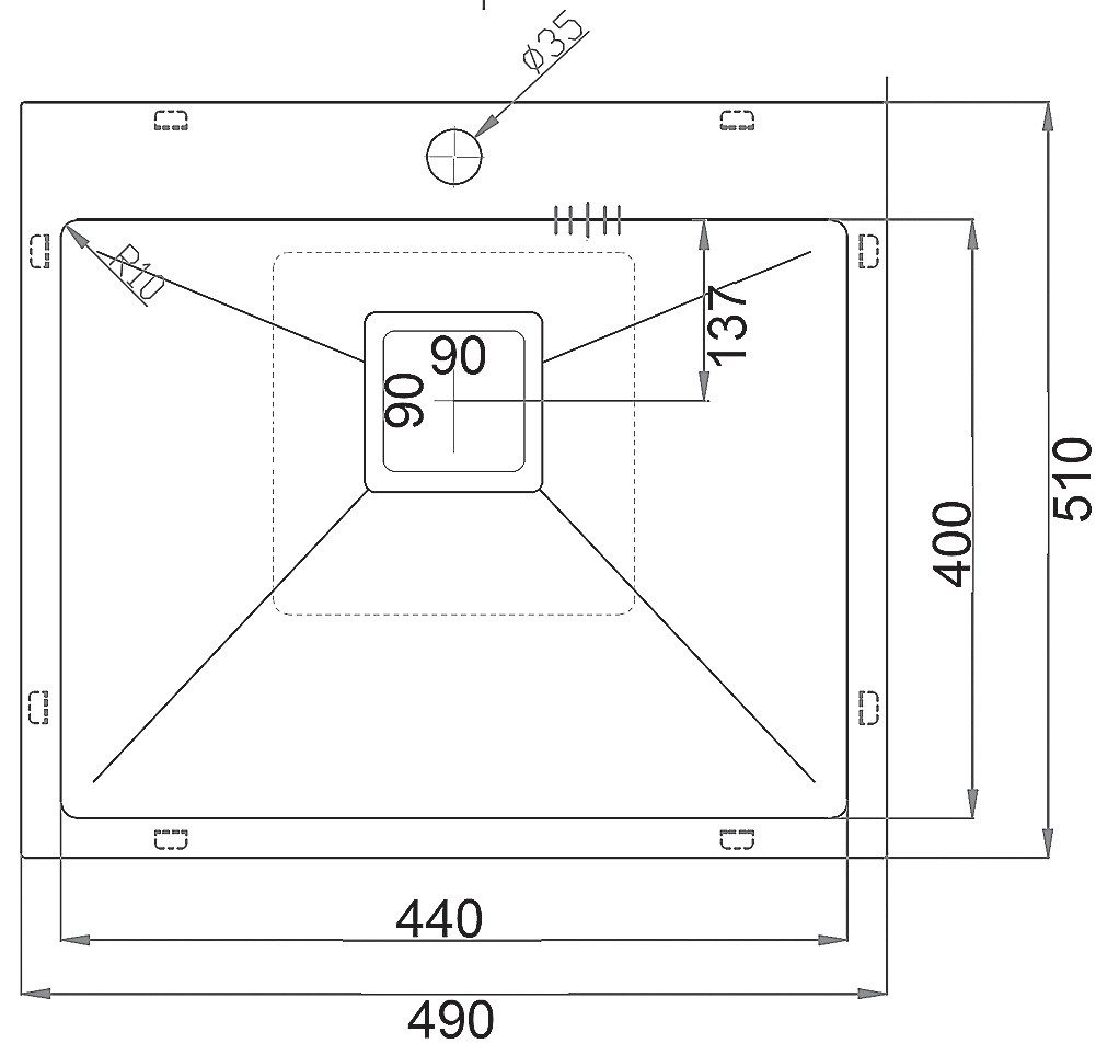 Кухонна мійка Fabiano TOP 49 Nano Graphite (49x51) 1,20 мм 8216.401.1071, фото 1