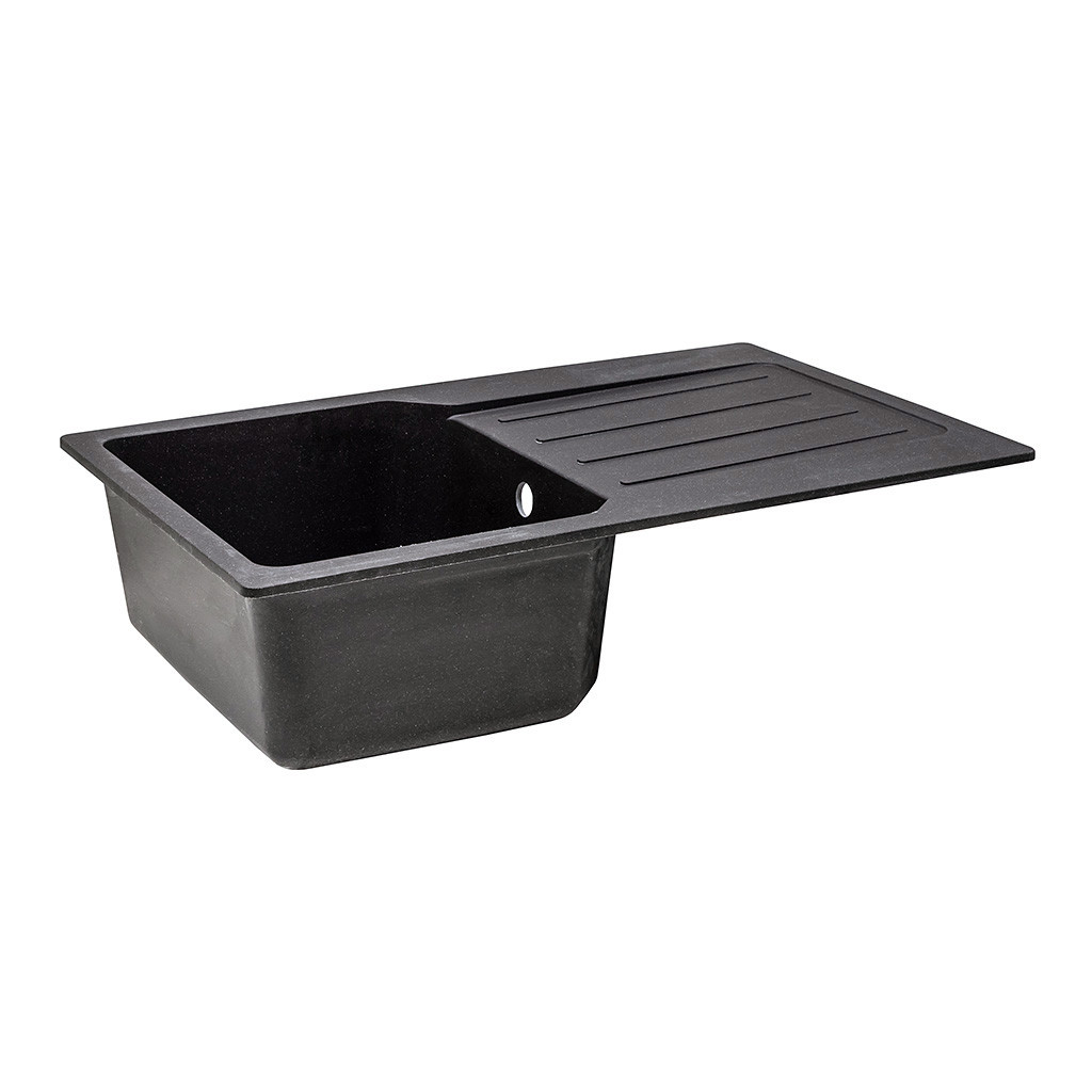 Мийка гранітна Tifani 78х50 чорна з білим, фото 1