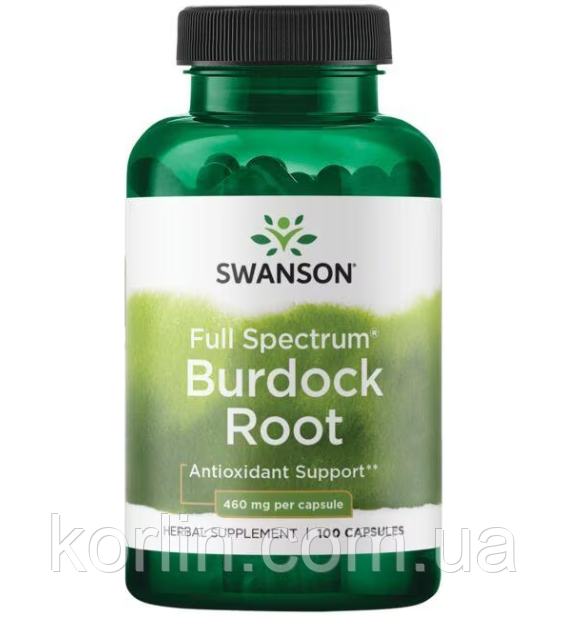 Корінь лопуха Swanson Burdock Root 460 мг. 100 капсул Свенсон США
