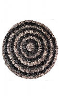 Серо-черный круглый ковер из натурального меха (овчина) Lambfell Black Grey Fox Ø 150 см