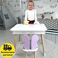 Комфортний дитячий стіл і стілець для уроків і творчості, Дитячий столик із внутрішньою шухлядою і стільчиком для школярів